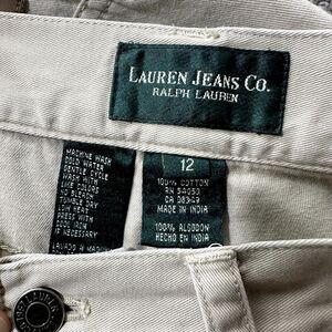 Ralph‎ Lauren Crop Jeans Women 12 waist 32 Tan High Rise Straight Leg 5 Pocket